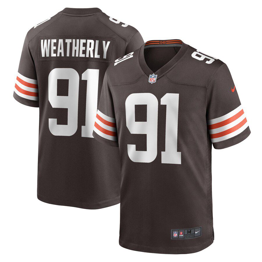 Men Cleveland Browns 91 Stephen Weatherly Nike Brown Game Player NFL Jersey